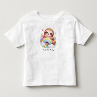 Bebé Camiseta Infantil de Perezoso Lindo y Arcoíris, Fl