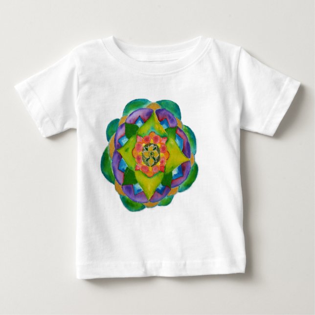 Bebé Camiseta infantil de pintura de Mandala, blanco (Anverso)