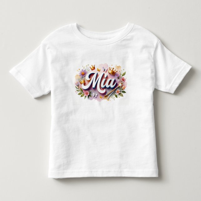 Bebé Camiseta infantil de princesa floral personalizada (Anverso)