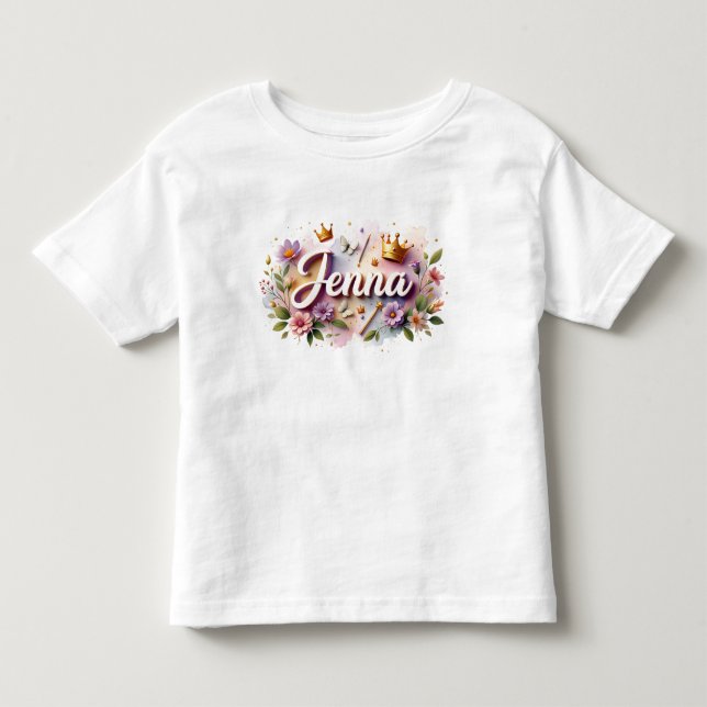 Bebé Camiseta infantil de princesa floral personalizada (Anverso)
