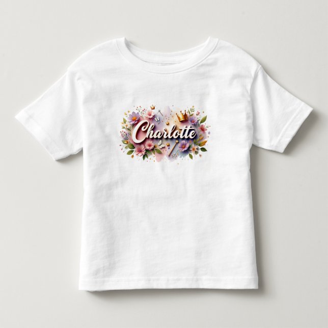 Bebé Camiseta infantil de princesa floral personalizada (Anverso)