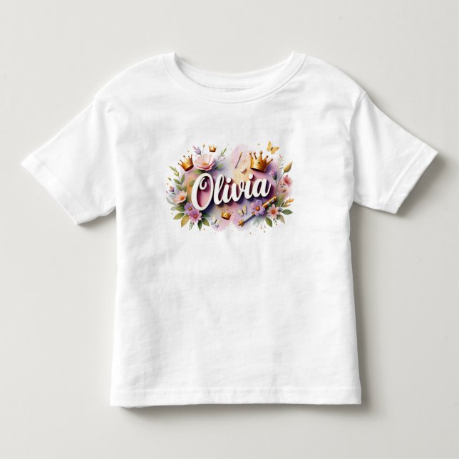 Bebé Camiseta infantil de princesa floral personalizada (Anverso)