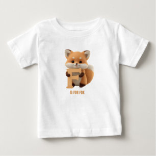 Bebé Camiseta infantil de zorro lindo con la letra F