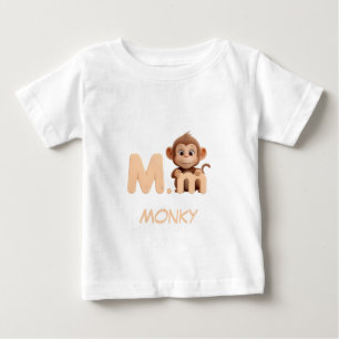Bebé Camiseta infantil educativa de mono con la letra M