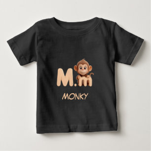 Bebé Camiseta infantil educativa de mono con la letra M