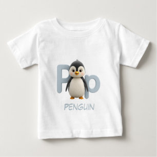 Bebé Camiseta infantil educativa de pingüino con letra 