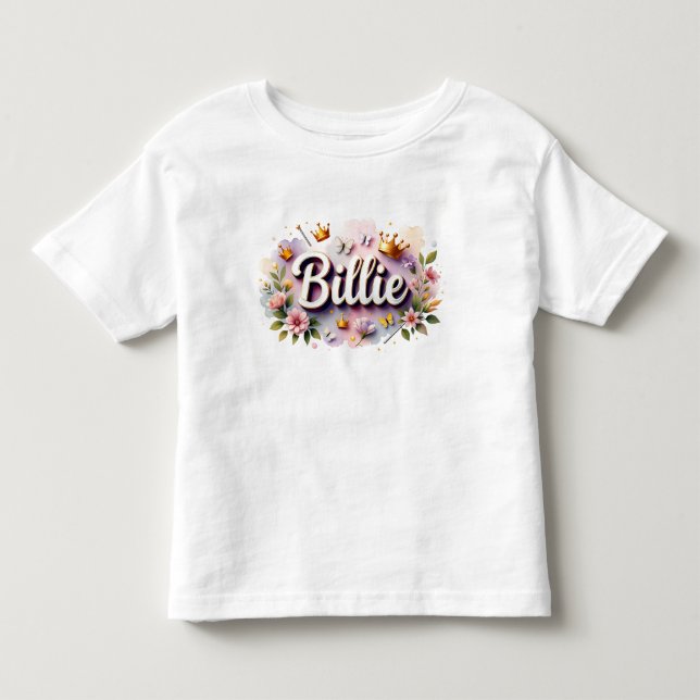 Bebé Camiseta infantil floral de princesa personalizada (Anverso)