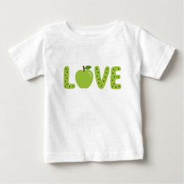 Bebé Camiseta infantil LOVE de manzana verde linda
