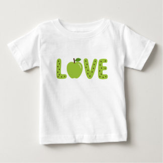 Bebé Camiseta infantil LOVE de manzana verde linda