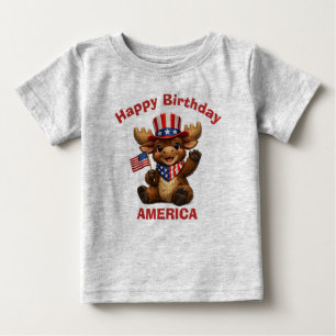 Bebé Camiseta infantil patriótica de alce (5h)