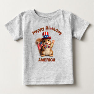 Bebé Camiseta infantil patriótica de ardilla (5m)