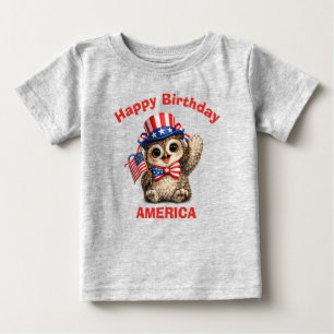 Bebé Camiseta infantil patriótica de búho (4h)