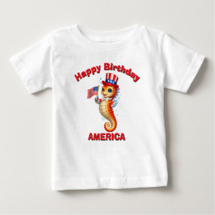 Bebé Camiseta infantil patriótica de caballito de mar (