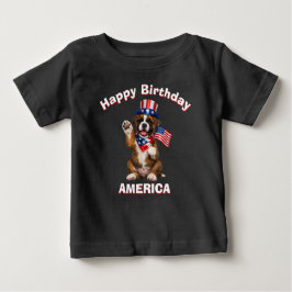 Bebé Camiseta infantil patriótica de cachorro boxer (2e
