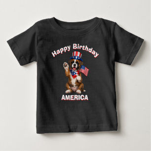 Bebé Camiseta infantil patriótica de cachorro boxer (2e