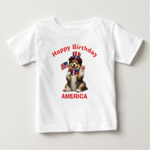 Bebé Camiseta infantil patriótica de cachorro Collie (2