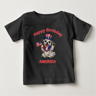 Bebé Camiseta infantil patriótica de cachorro dálmata (