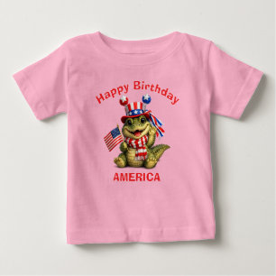 Bebé Camiseta infantil patriótica de caimán (3e)