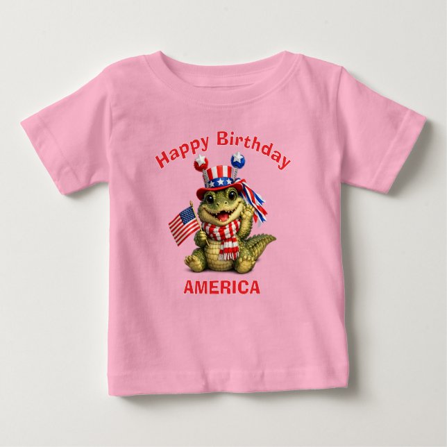 Bebé Camiseta infantil patriótica de caimán (3e) (Anverso)
