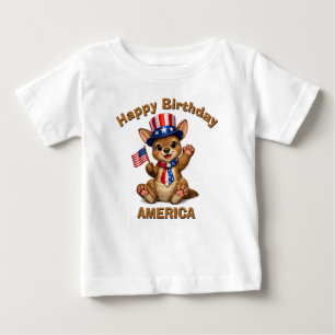 Bebé Camiseta infantil patriótica de canguro (5ag)