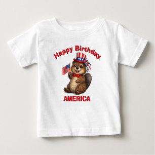 Bebé Camiseta infantil patriótica de castor (5t)