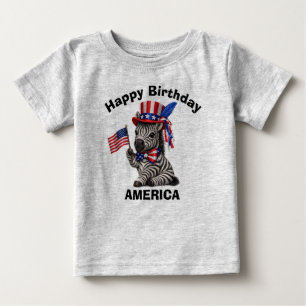 Bebé Camiseta infantil patriótica de cebra (5r)