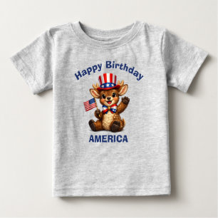 Bebé Camiseta infantil patriótica de ciervo (5c)