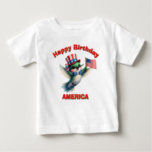 Bebé Camiseta infantil patriótica de colibrí (4o)