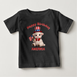 Bebé Camiseta infantil patriótica de cordero (5f)