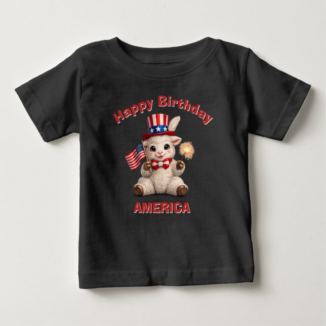 Bebé Camiseta infantil patriótica de cordero (5f) (Anverso)