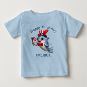 Bebé Camiseta infantil patriótica de delfín (7e)