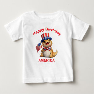 Bebé Camiseta infantil patriótica de dragón barbudo (3a