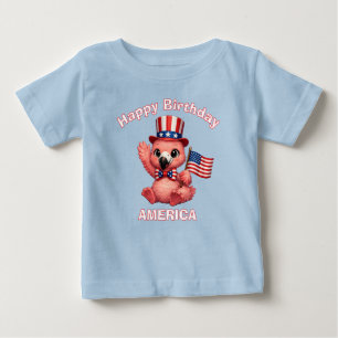 Bebé Camiseta infantil patriótica de flamenco (4f)