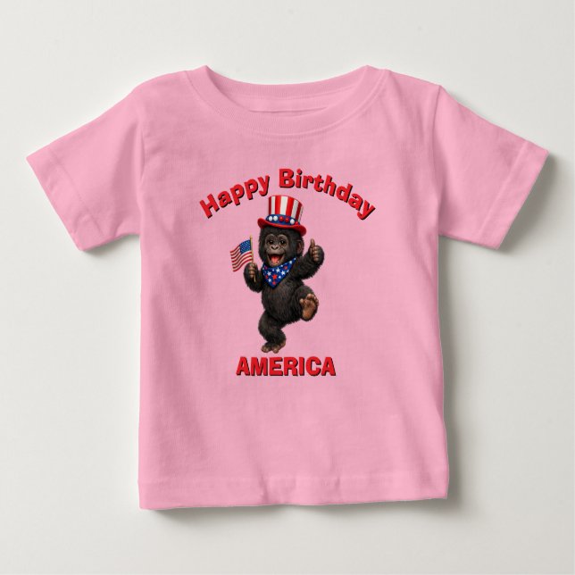 Bebé Camiseta infantil patriótica de Gorila (5w) (Anverso)