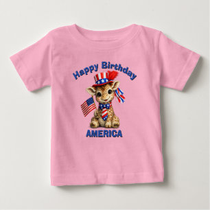 Bebé Camiseta infantil patriótica de jirafa (5am)