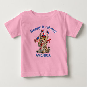 Bebé Camiseta infantil patriótica de leopardo (5q)
