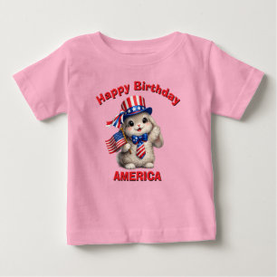 Bebé Camiseta infantil patriótica de Lob Bunny (5ai)