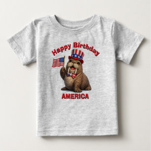 Bebé Camiseta infantil patriótica de morsa (5z)