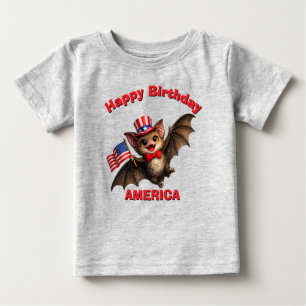 Bebé Camiseta infantil patriótica de murciélago (5aq)