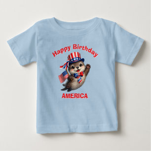 Bebé Camiseta infantil patriótica de nutria (5ac)