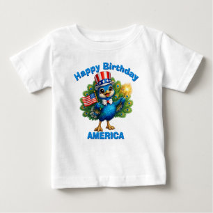 Bebé Camiseta infantil patriótica de pavo real (4r)