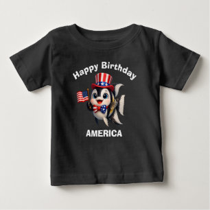 Bebé Camiseta infantil patriótica de pez ángel (7c)