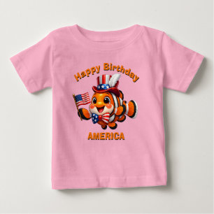 Bebé Camiseta infantil patriótica de pez payaso (7f)