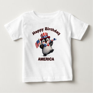 Bebé Camiseta infantil patriótica de pingüino (4l)