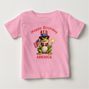 Bebé Camiseta infantil patriótica de rana (3c)