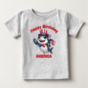 Bebé Camiseta infantil patriótica de tiburón (7g)