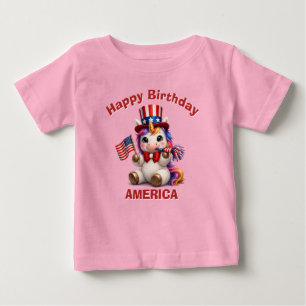 Bebé Camiseta infantil patriótica de Unicornio (6a)
