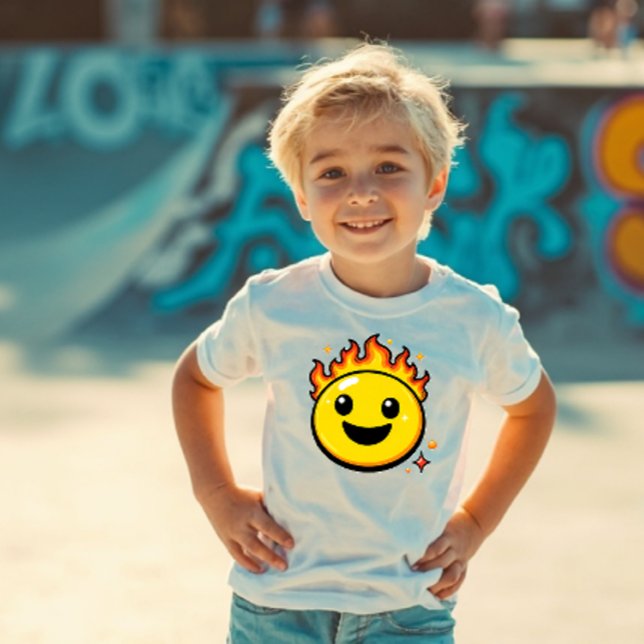 Bebé Camiseta infantil sonriente de fuego lindo (Subido por el creador)