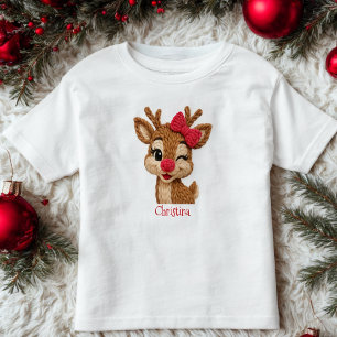 Bebé Camiseta juvenil personalizada de Navidad con reno