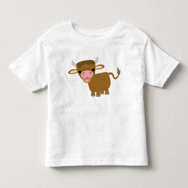 Bebé Camiseta linda de los niños del buey del dibujo (Anverso)
